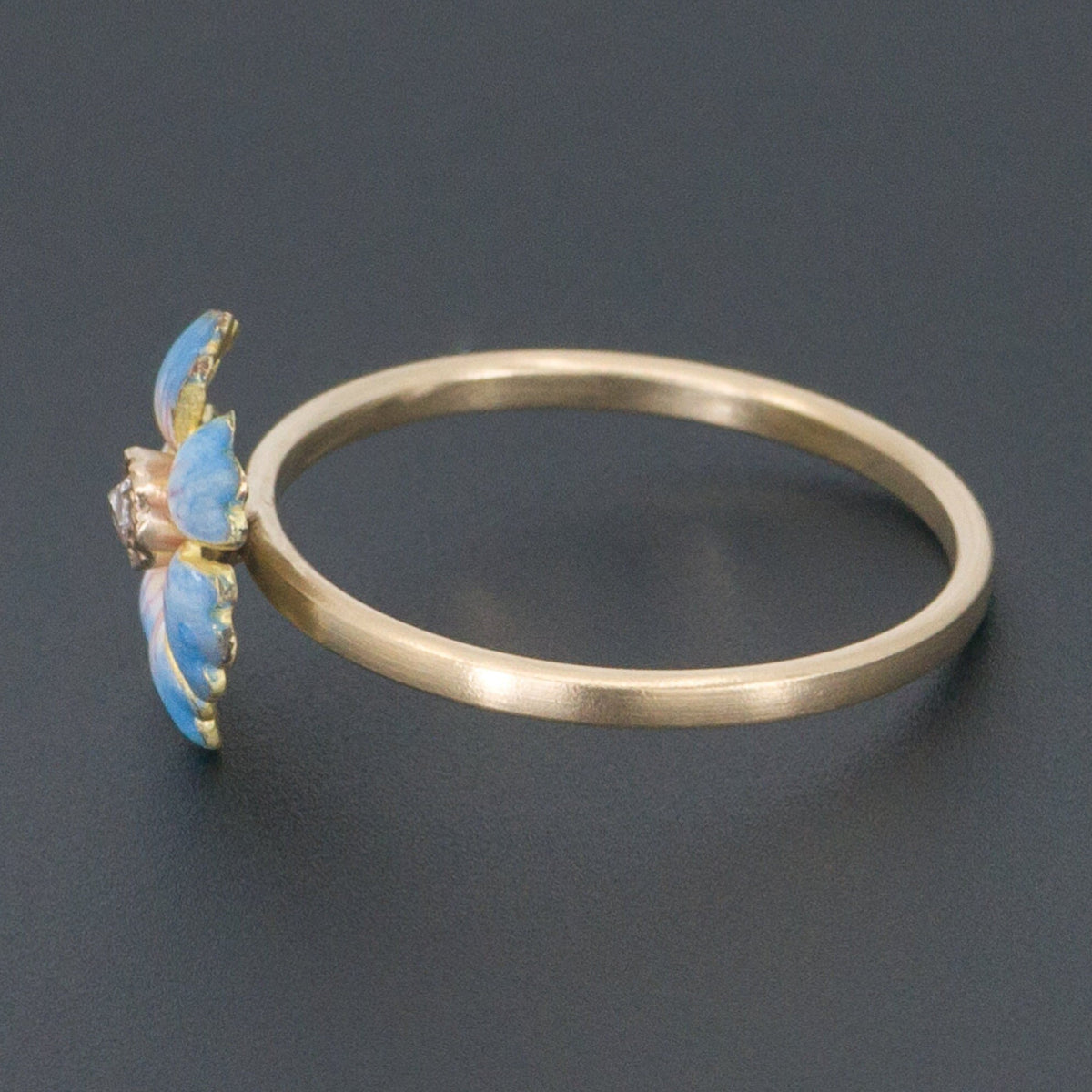 Enamel Flower Ring | Antique Pin Conversion Ring - Trademark Antiques