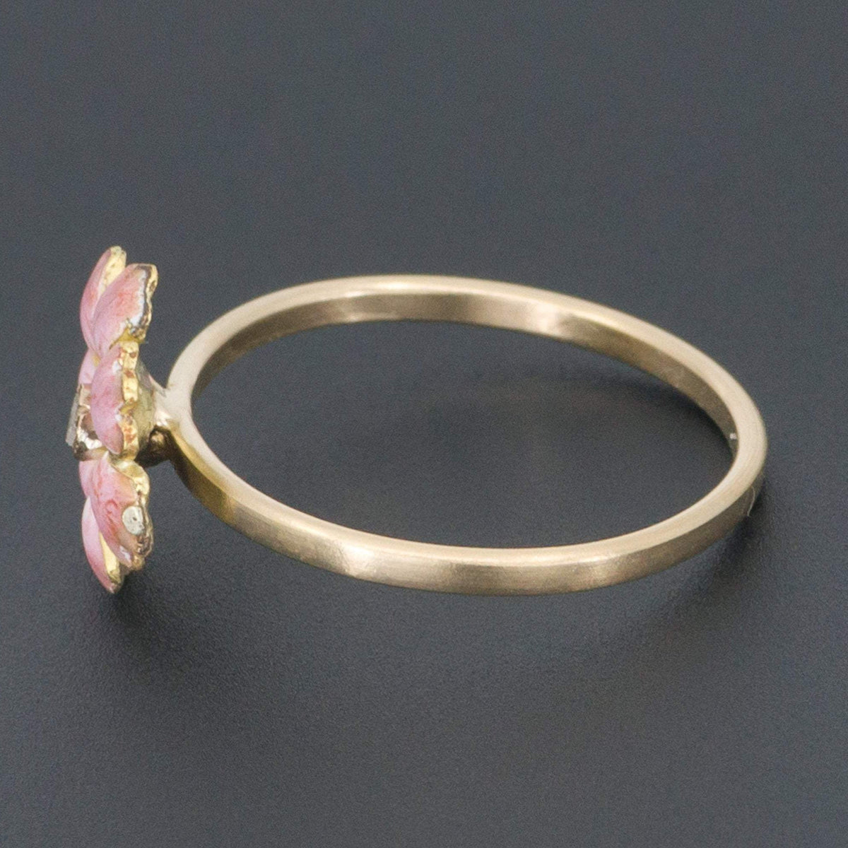 Enamel Flower Ring | Antique Pin Conversion Ring - Trademark Antiques