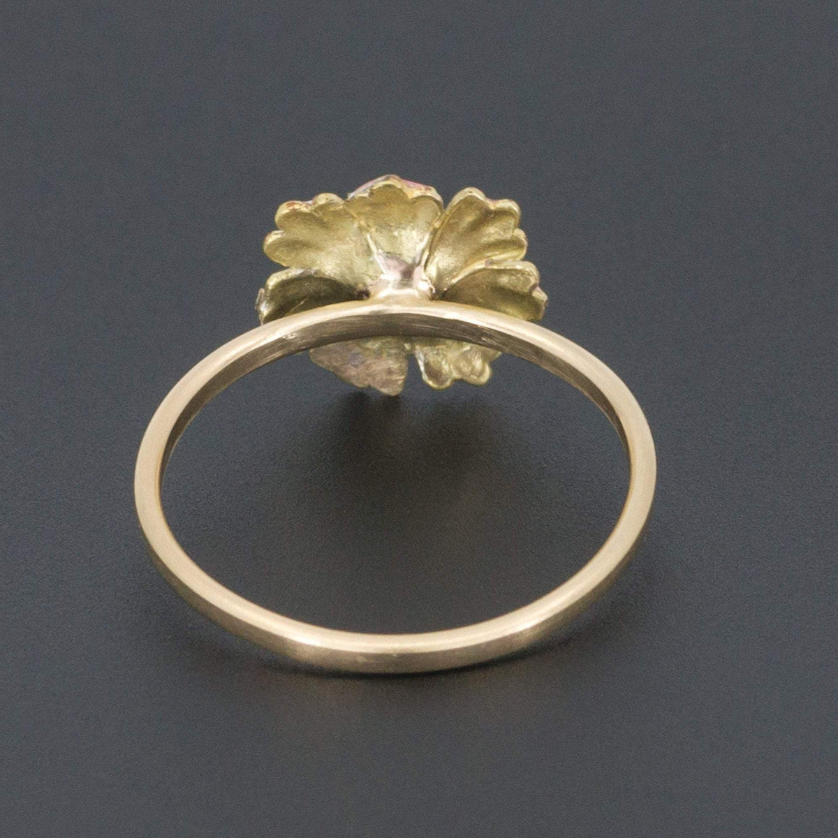 Enamel Flower Ring | Antique Pin Conversion Ring - Trademark Antiques
