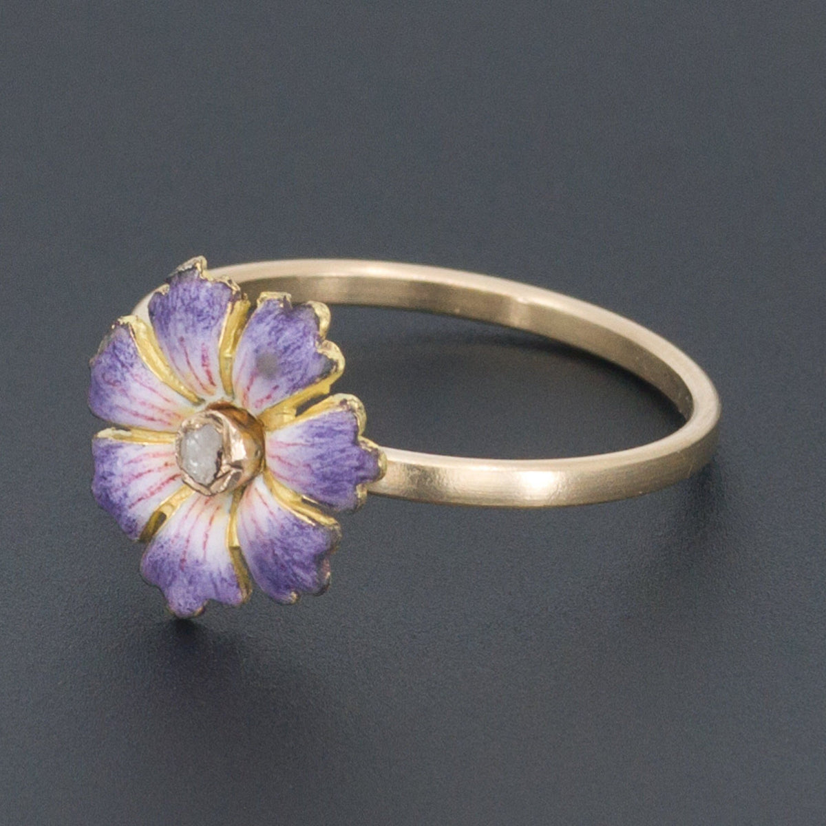 Enamel Flower Ring | Antique Pin Conversion Ring - Trademark Antiques