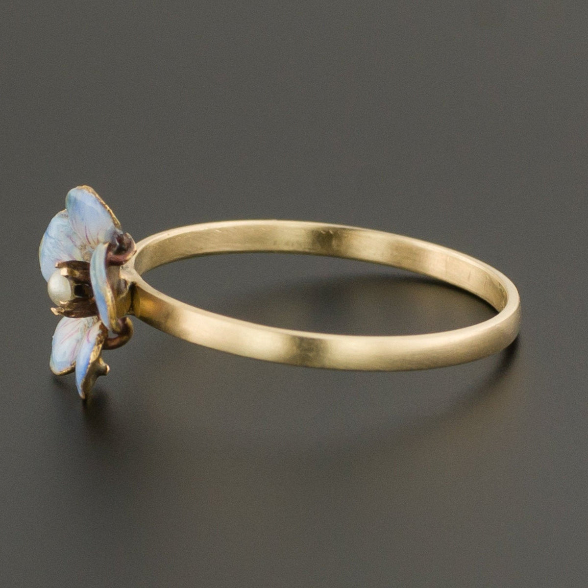 Enamel Flower Ring | Antique Pin Conversion Ring - Trademark Antiques
