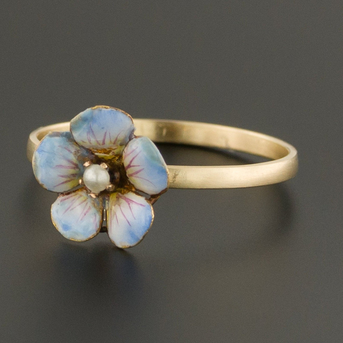 Enamel Flower Ring | Antique Pin Conversion Ring - Trademark Antiques