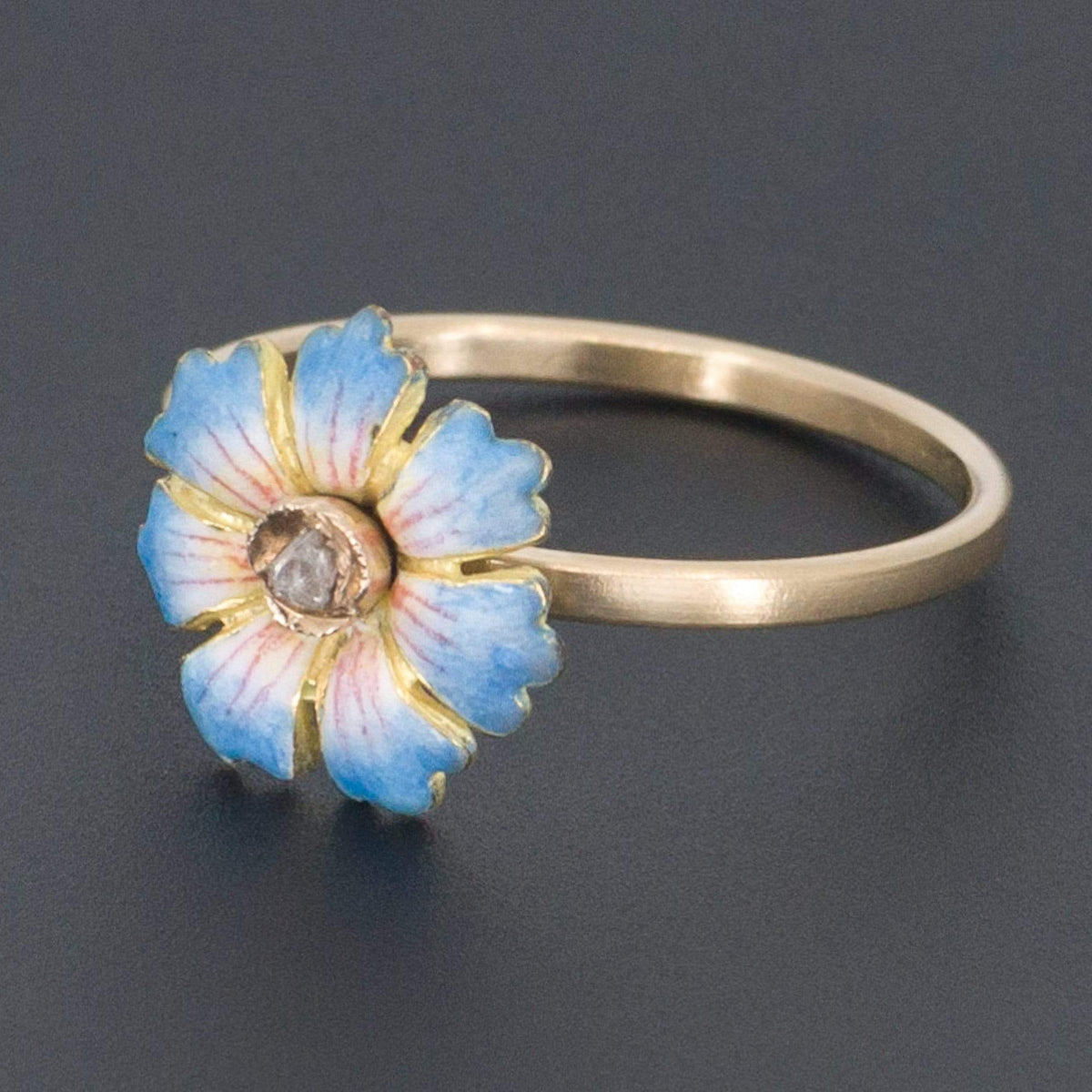 Enamel Flower Ring | Antique Pin Conversion Ring - Trademark Antiques