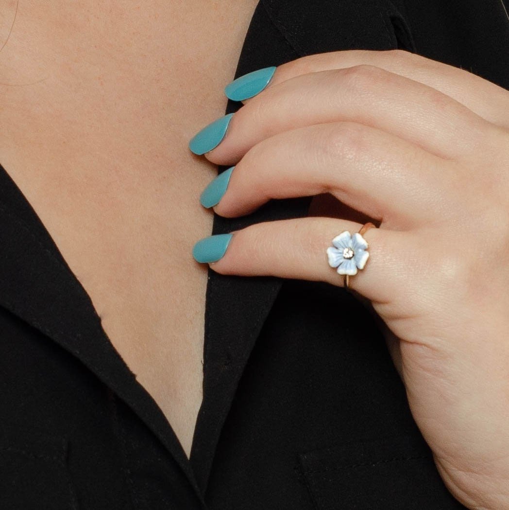 Enamel Flower Ring | Antique Ring - Trademark Antiques