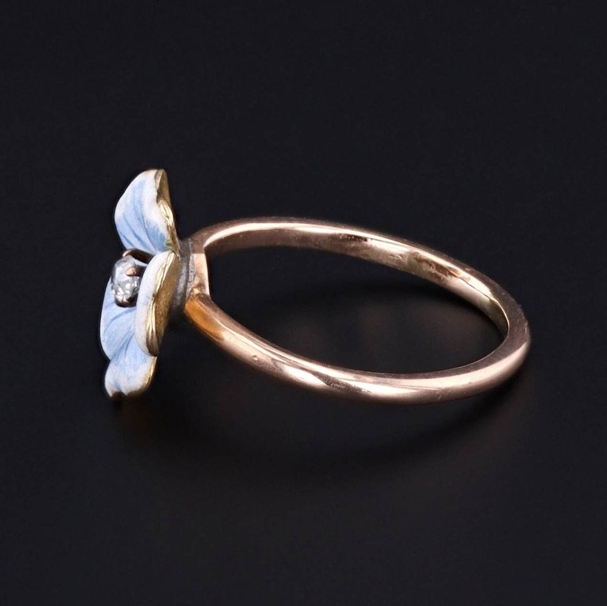 Enamel Flower Ring | Antique Ring - Trademark Antiques