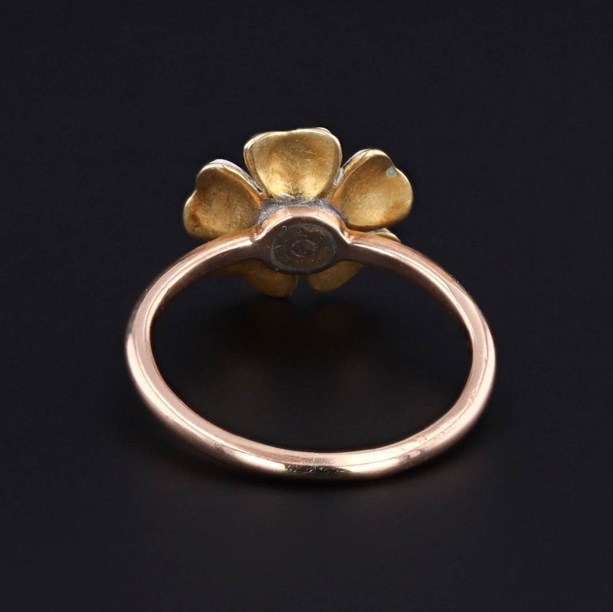Enamel Flower Ring | Antique Ring - Trademark Antiques