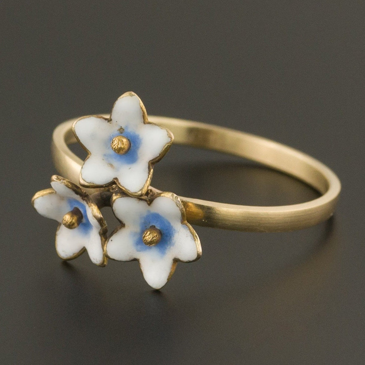 Enamel Flower Ring | Antique Stick Pin Ring - Trademark Antiques
