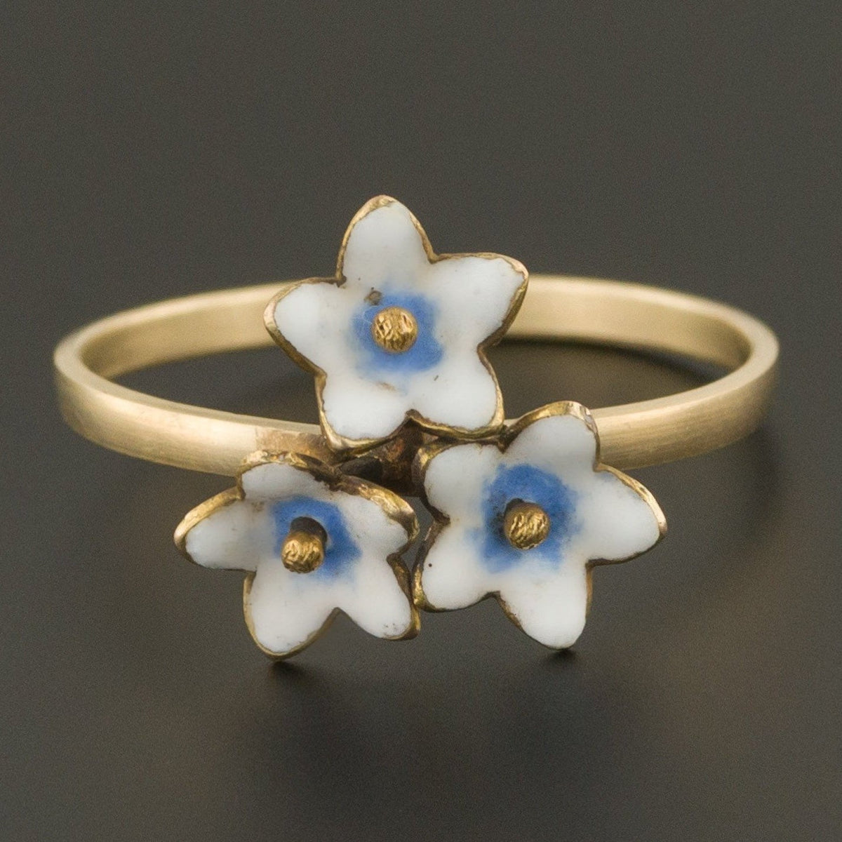 Enamel Flower Ring | Antique Stick Pin Ring - Trademark Antiques