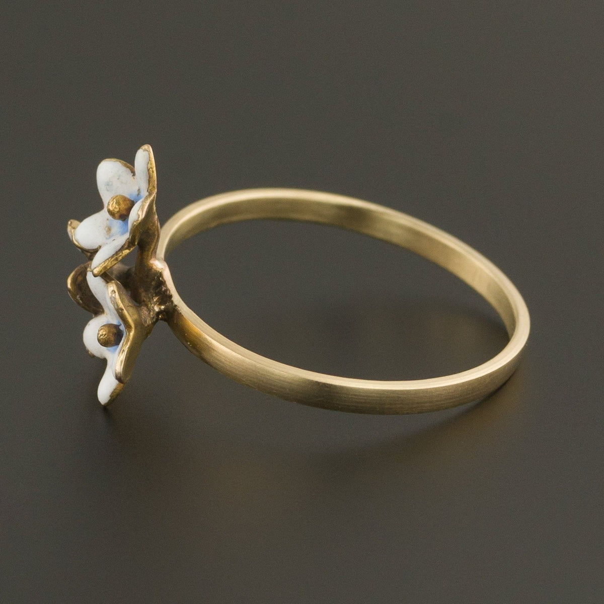 Enamel Flower Ring | Antique Stick Pin Ring - Trademark Antiques