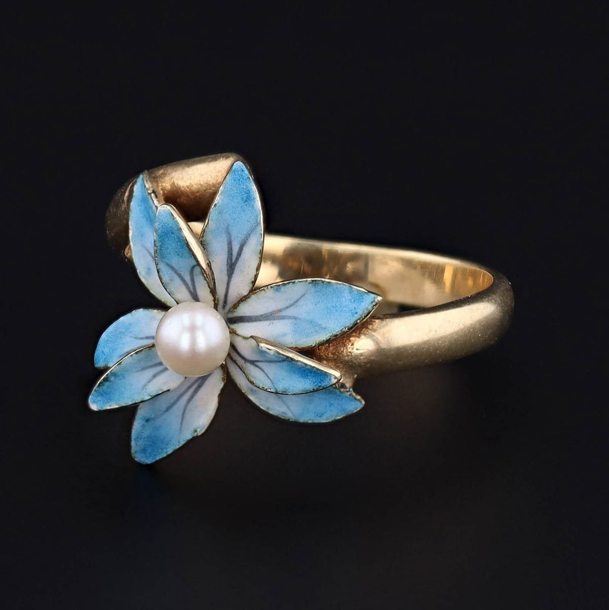 Enamel Flower Ring | Vintage Bypass Ring - Trademark Antiques