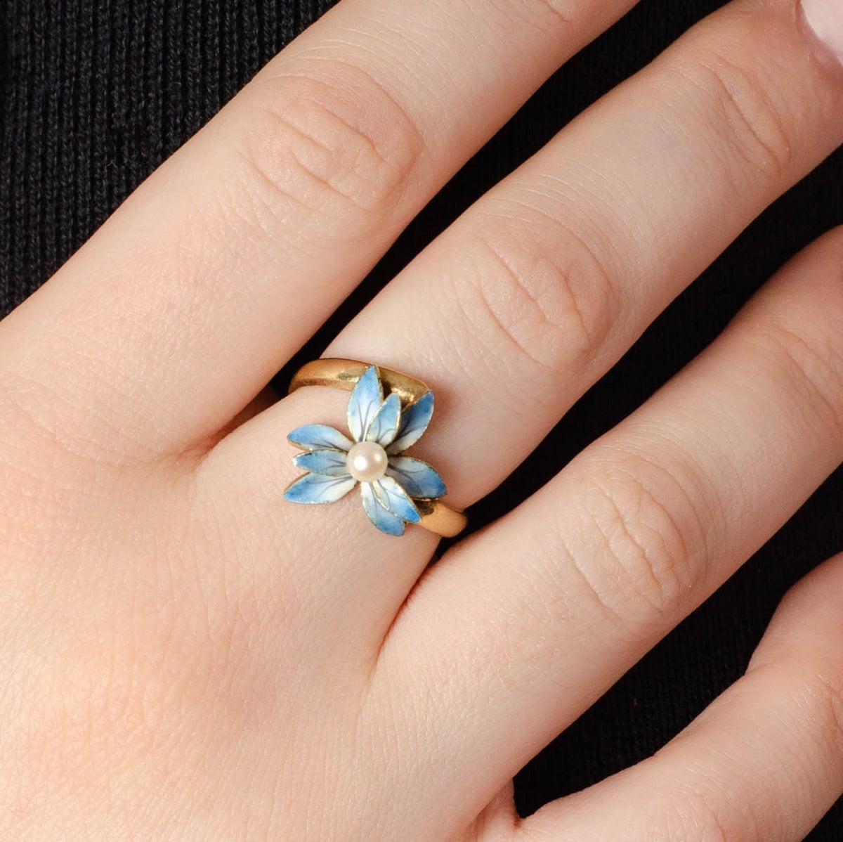 Enamel Flower Ring | Vintage Bypass Ring - Trademark Antiques