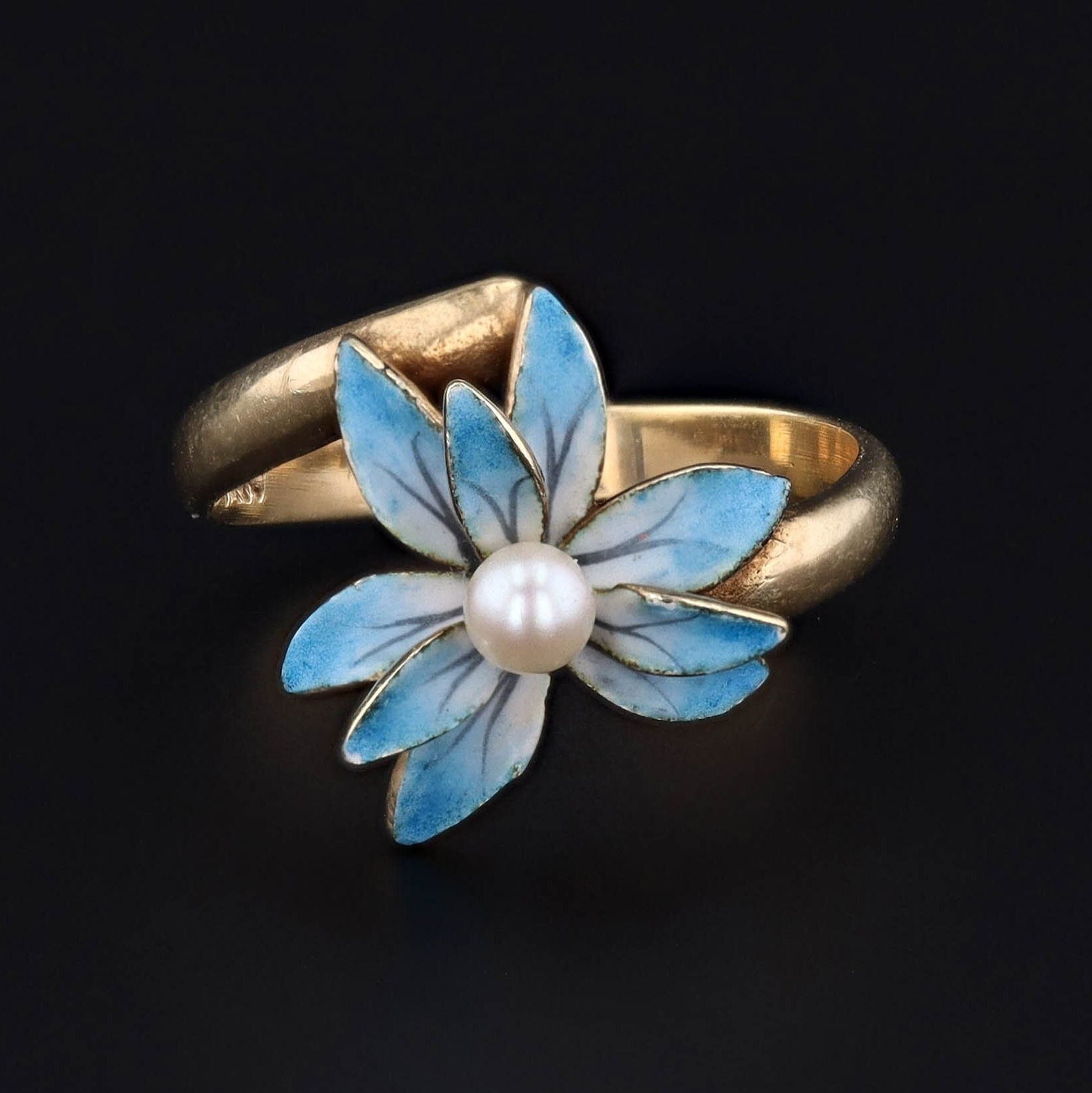 Enamel Flower Ring | Vintage Bypass Ring - Trademark Antiques