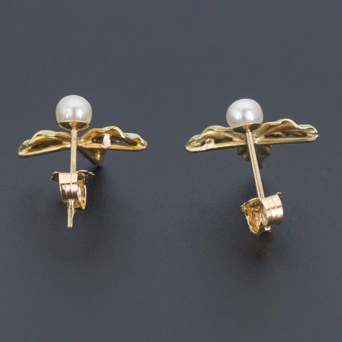 Enamel Leaf Earrings | Antique Pin Conversion - Trademark Antiques