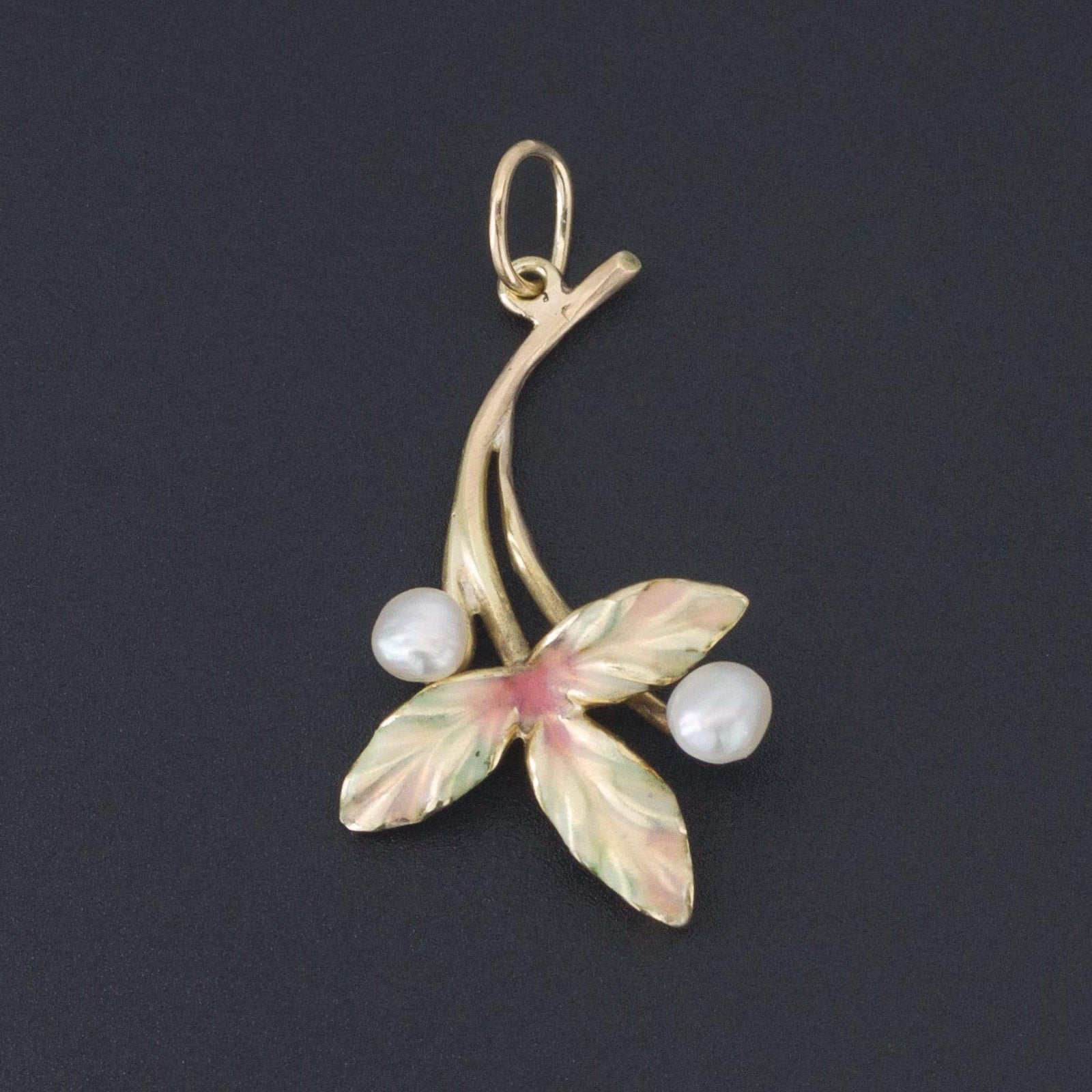 Enamel Leaf Pendant | Antique Pin Conversion - Trademark Antiques