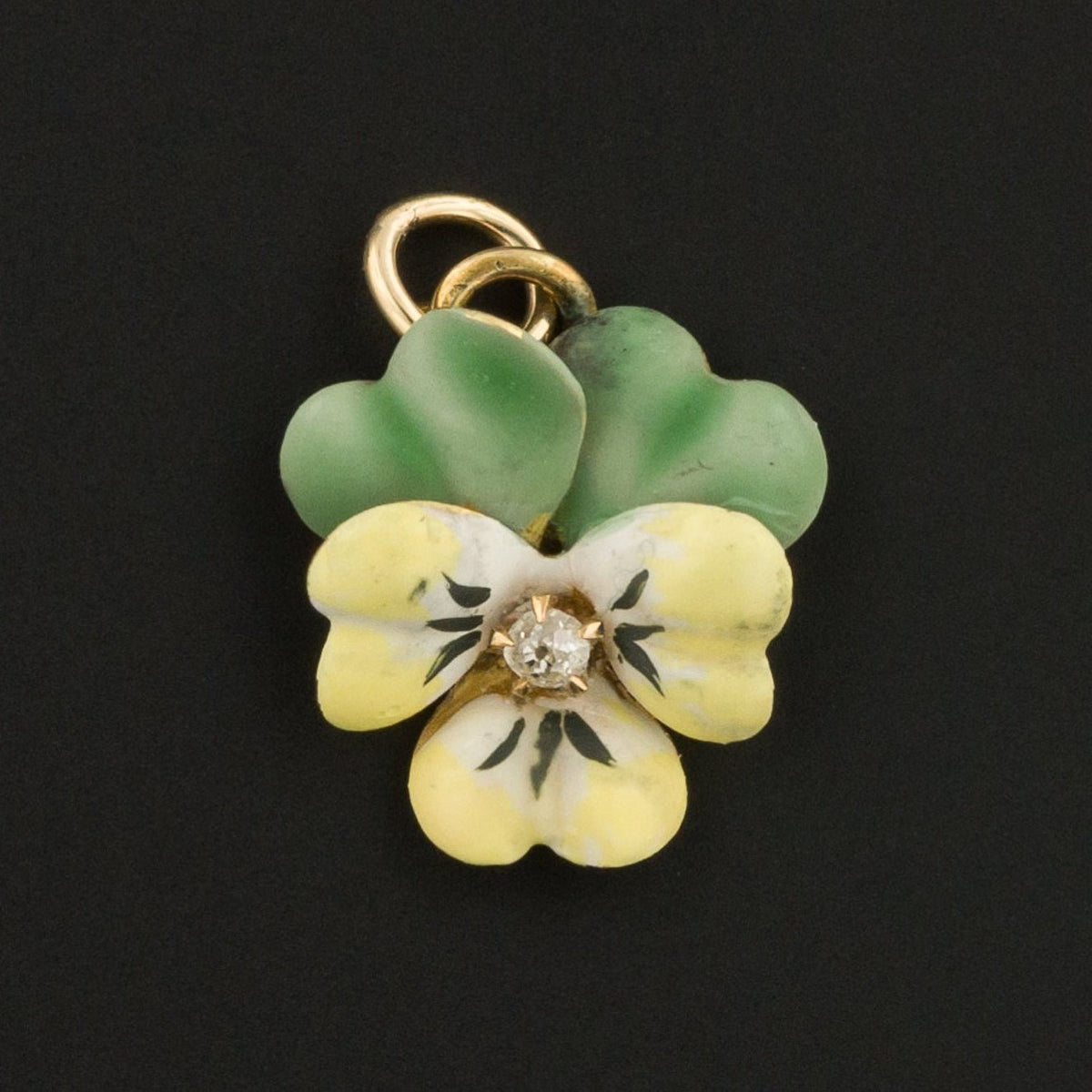 Enamel Pansy Charm | Vintage Pansy Charm - Trademark Antiques