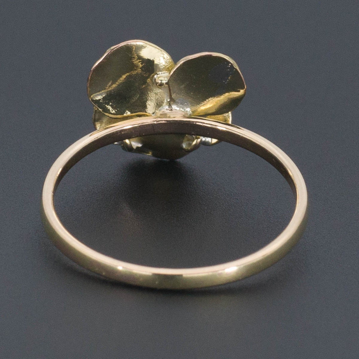 Enamel Pansy Ring | 14k Gold Pansy Ring - Trademark Antiques