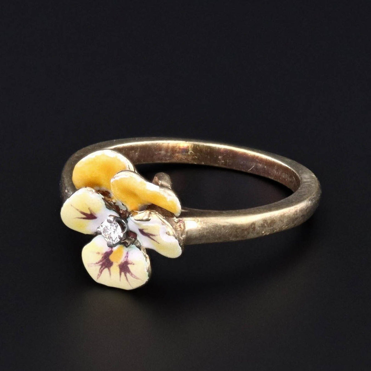 Enamel Pansy Ring by Larter &amp; Sons | Enamel Flower Ring - Trademark Antiques
