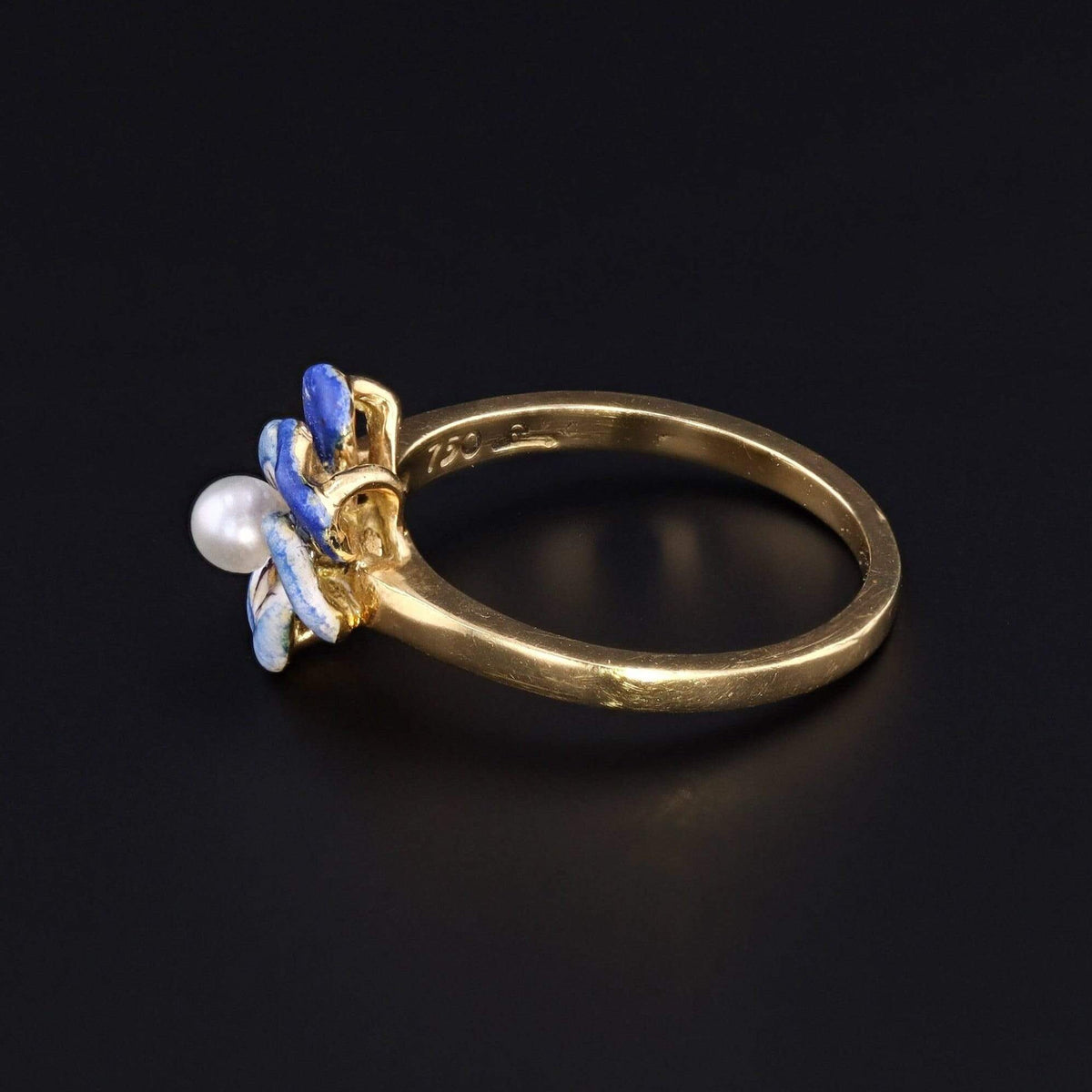 Enamel Pansy Ring by Larter &amp; Sons | Enamel Flower Ring - Trademark Antiques