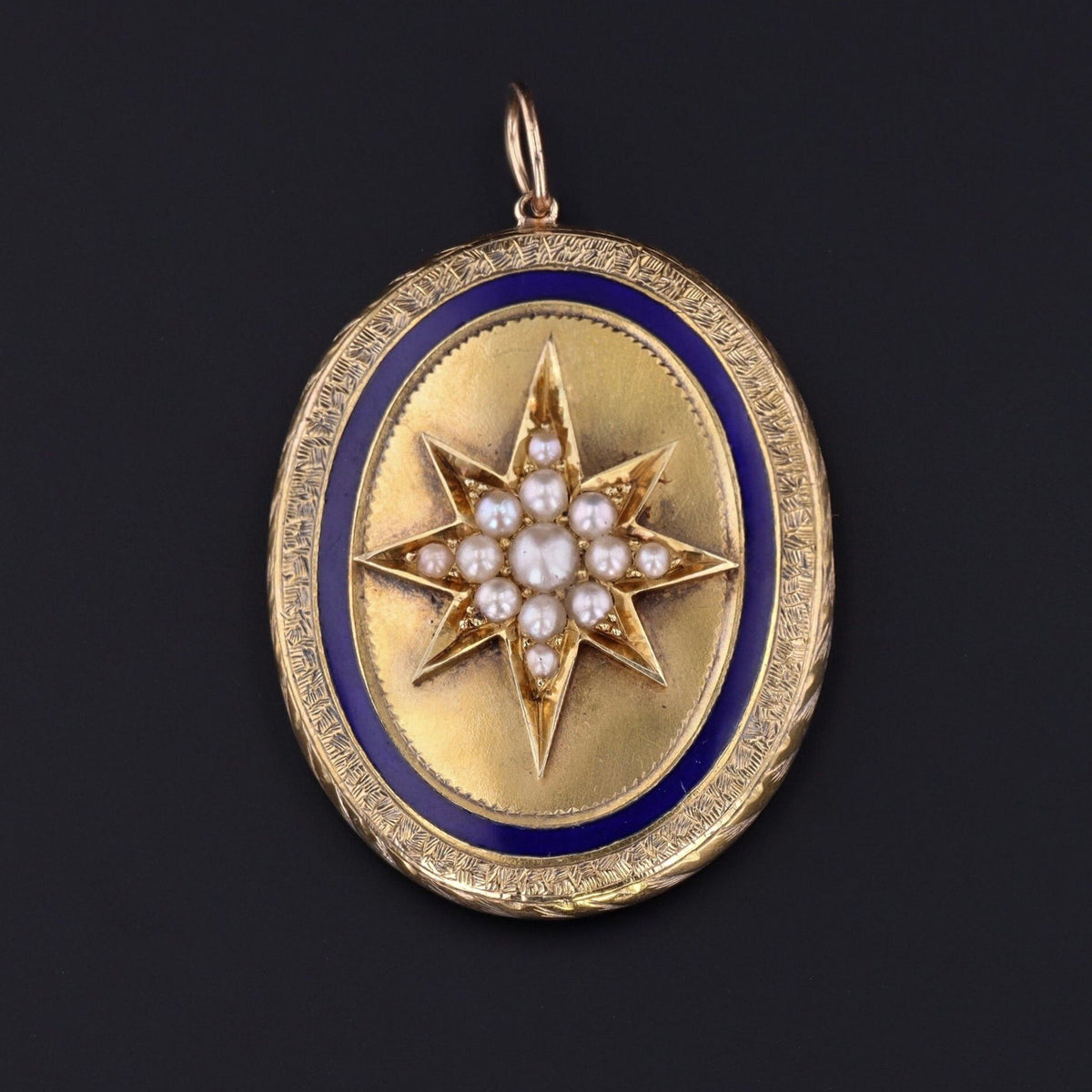 Enamel &amp; Pearl Star Pendant | 14k Gold and Silver Pendant - Trademark Antiques