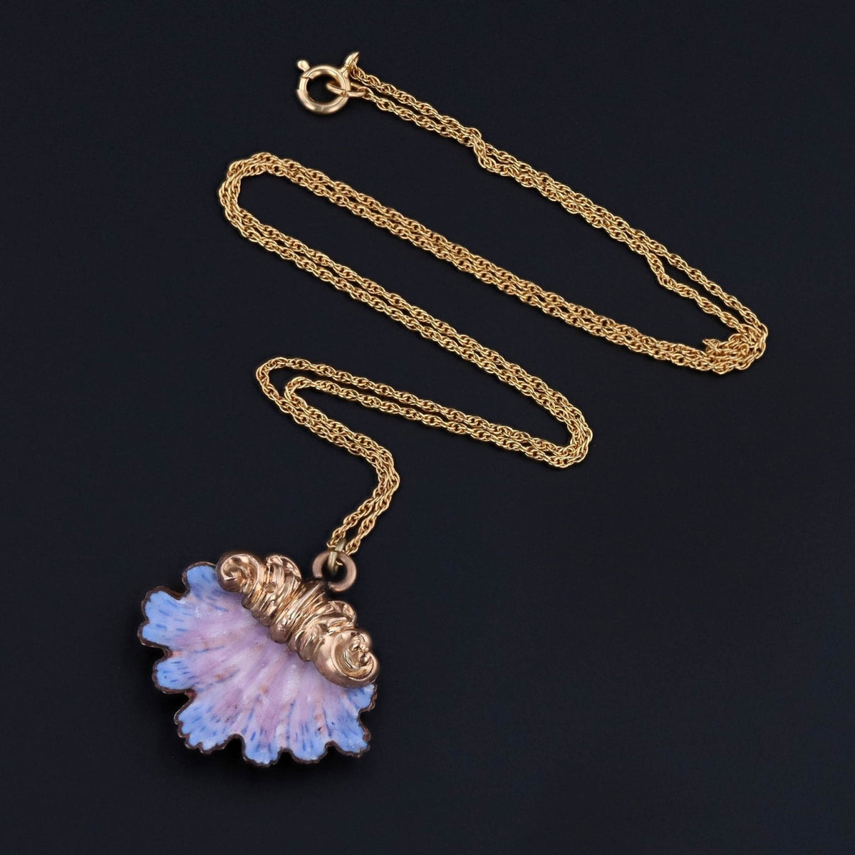 Enamel Shell Necklace | Antique Shell Necklace - Trademark Antiques