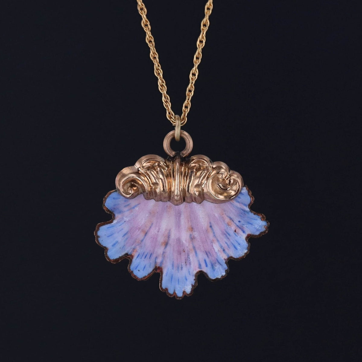 Enamel Shell Necklace | Antique Shell Necklace - Trademark Antiques