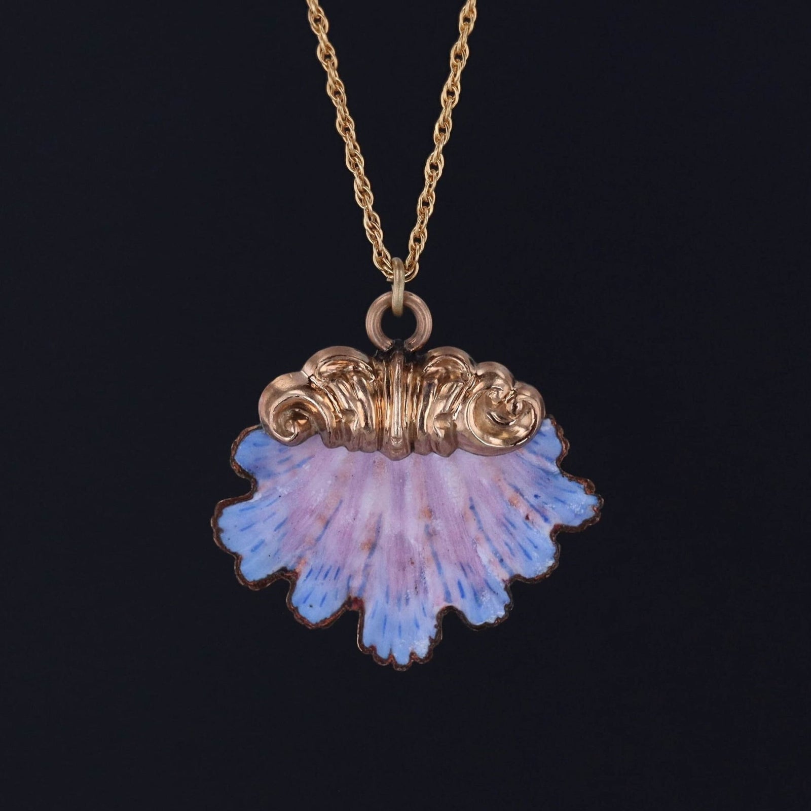 Enamel Shell Necklace | Antique Shell Necklace - Trademark Antiques