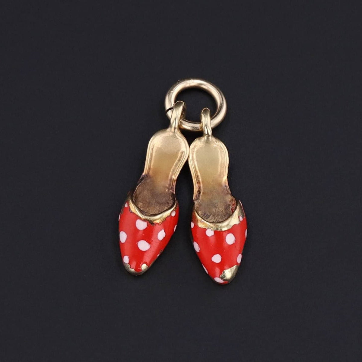 Enamel Slippers Charm | 14k Gold Shoes Charm - Trademark Antiques