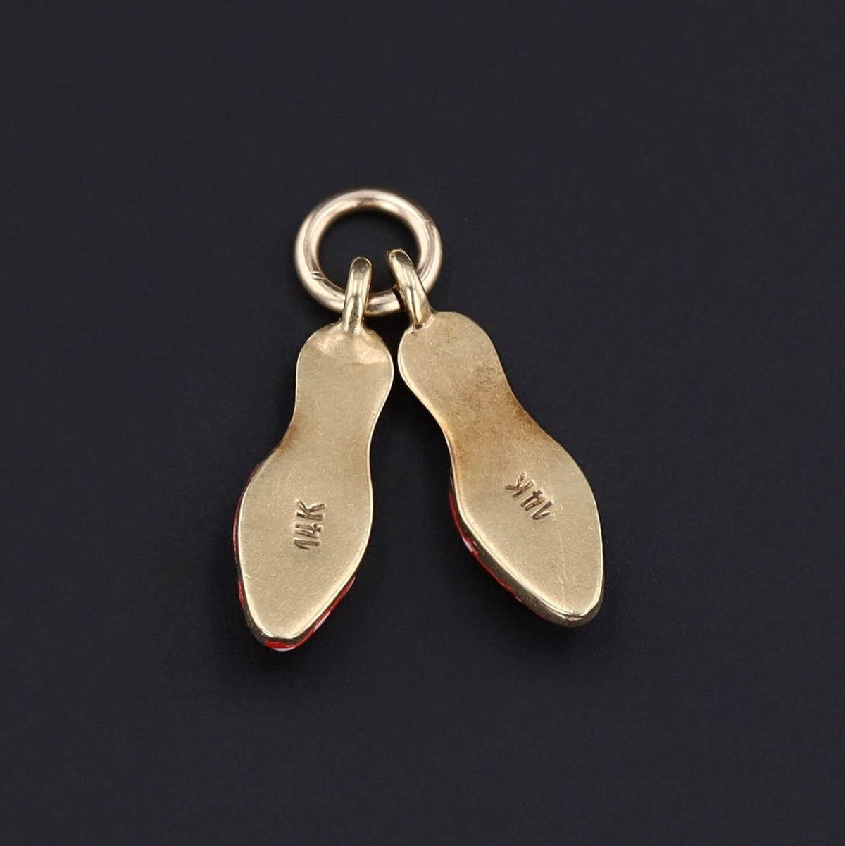 Enamel Slippers Charm | 14k Gold Shoes Charm - Trademark Antiques