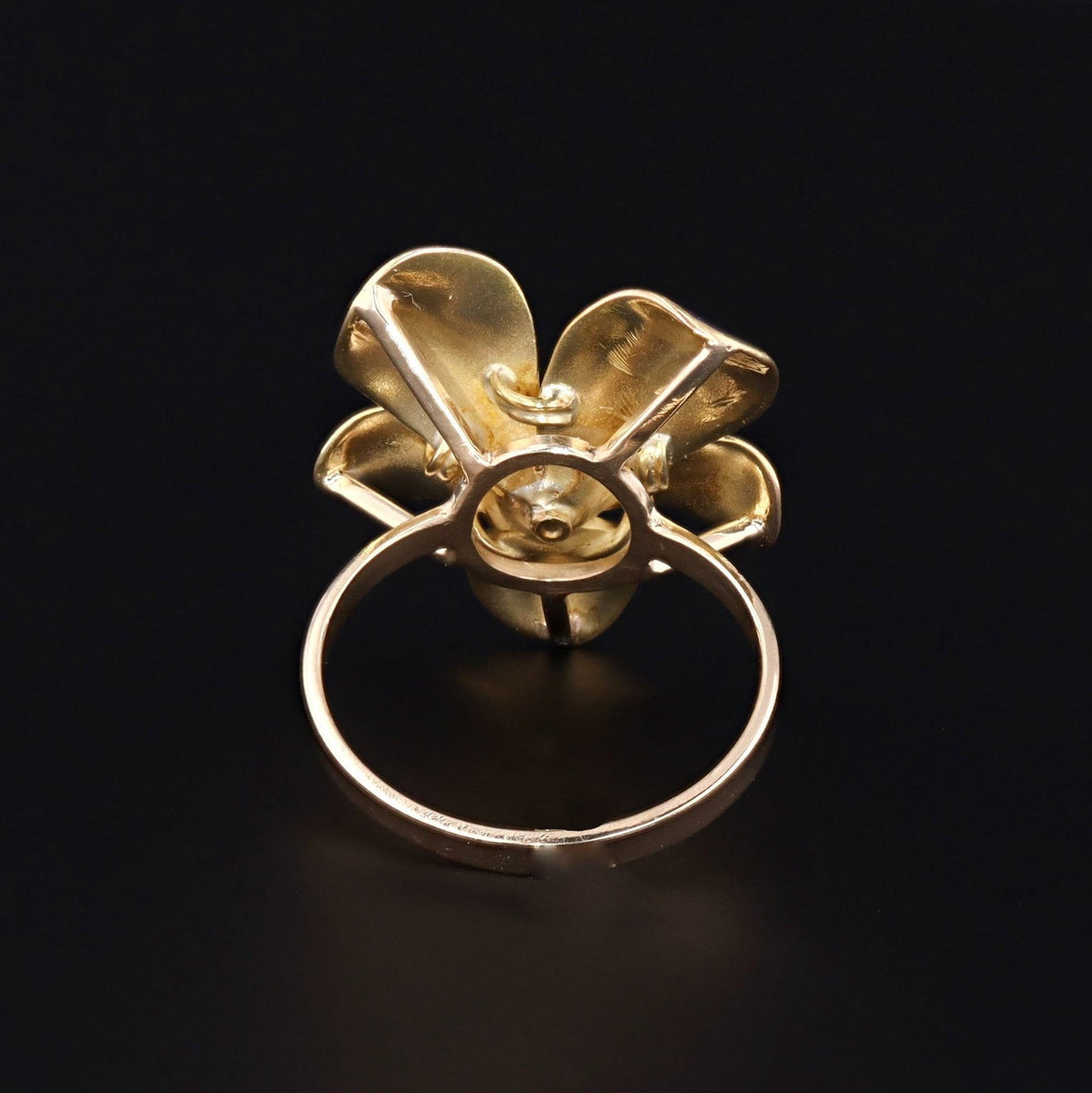 Enamel Violet Ring | 14k Gold Flower Ring - Trademark Antiques