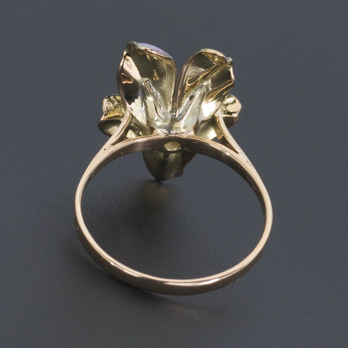 Enamel Violet Ring | 14k Gold Flower Ring - Trademark Antiques