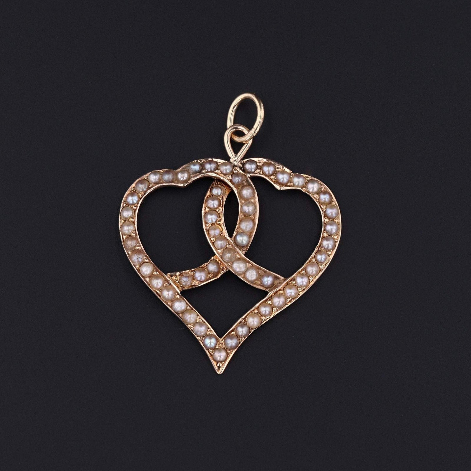 Entwined Hearts Necklace | Pearl Hearts Necklace - Trademark Antiques