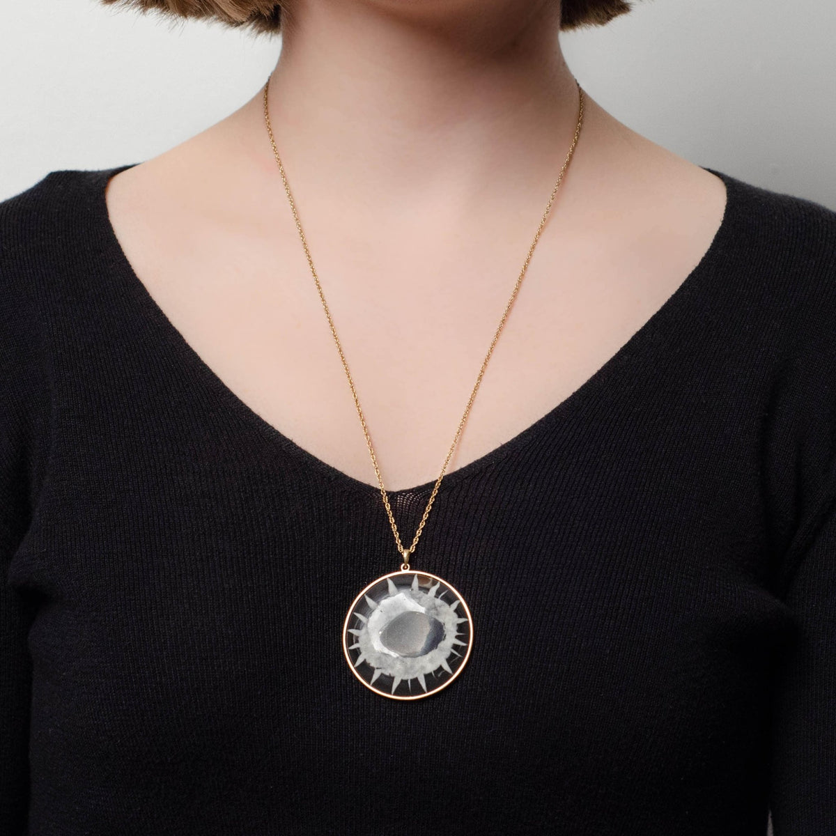 Evil Eye Fossilized Mud Crack Pendant of 14k Gold - Trademark Antiques