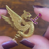 Antique Pink Sapphire Griffin Brooch of 14k Gold