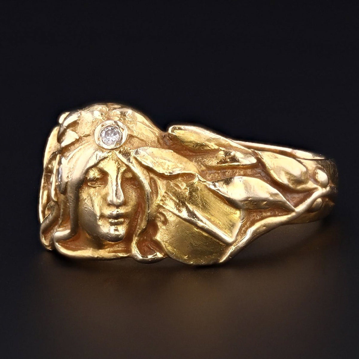 Figural Woman Ring | Art Nouveau Style Ring - Trademark Antiques