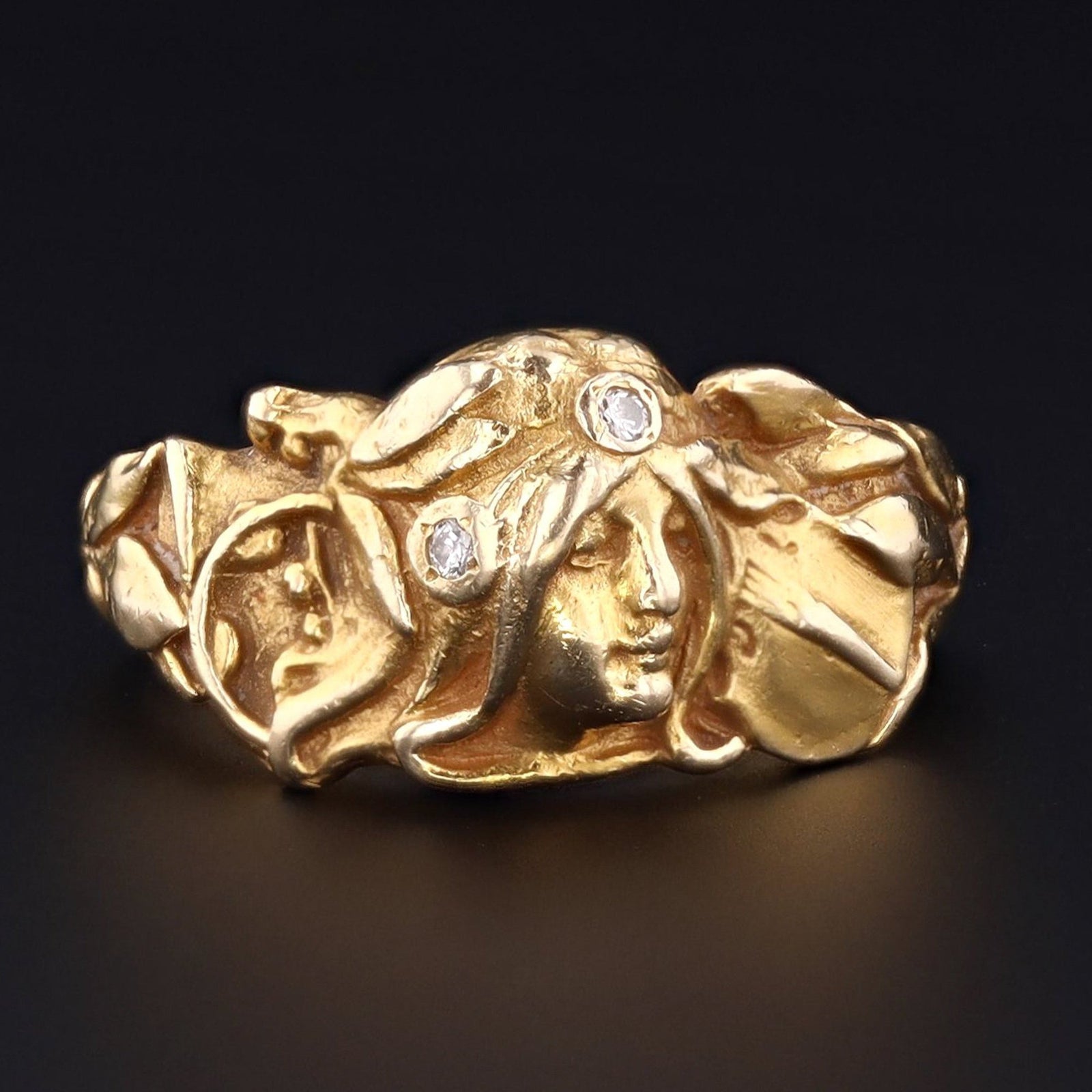 Figural Woman Ring | Art Nouveau Style Ring - Trademark Antiques