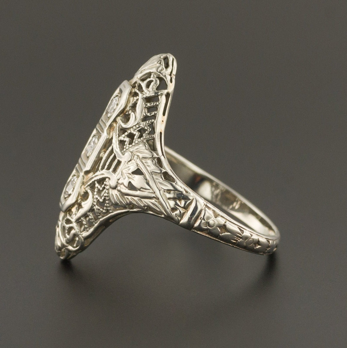 Filigree Diamond Ring | Vintage Diamond Ring - Trademark Antiques