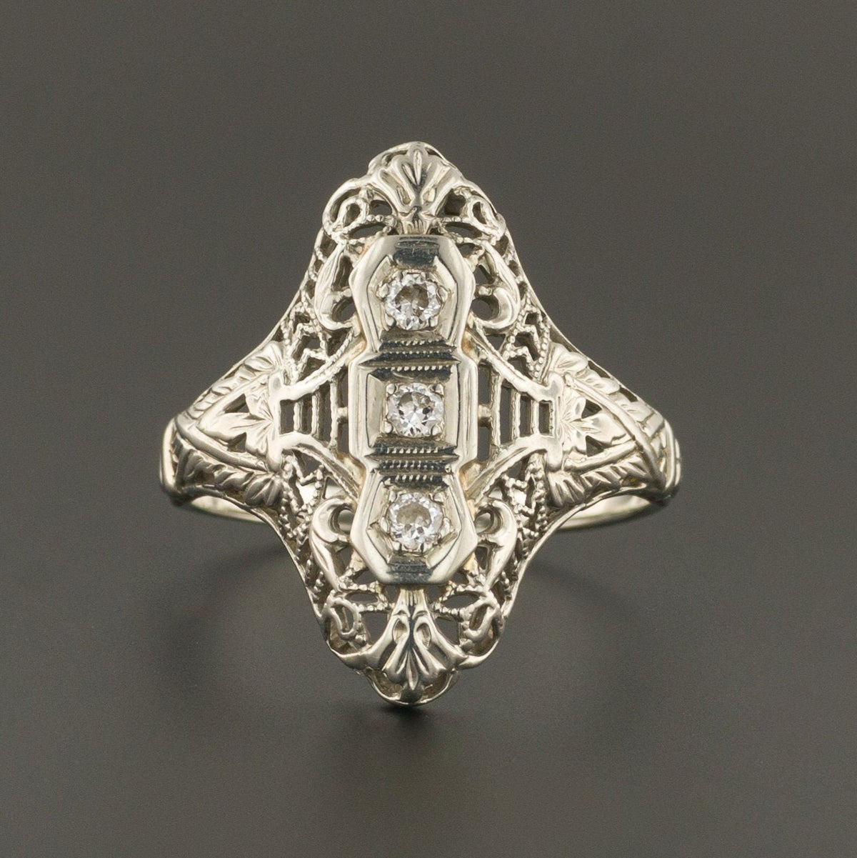 Filigree Diamond Ring | Vintage Diamond Ring - Trademark Antiques
