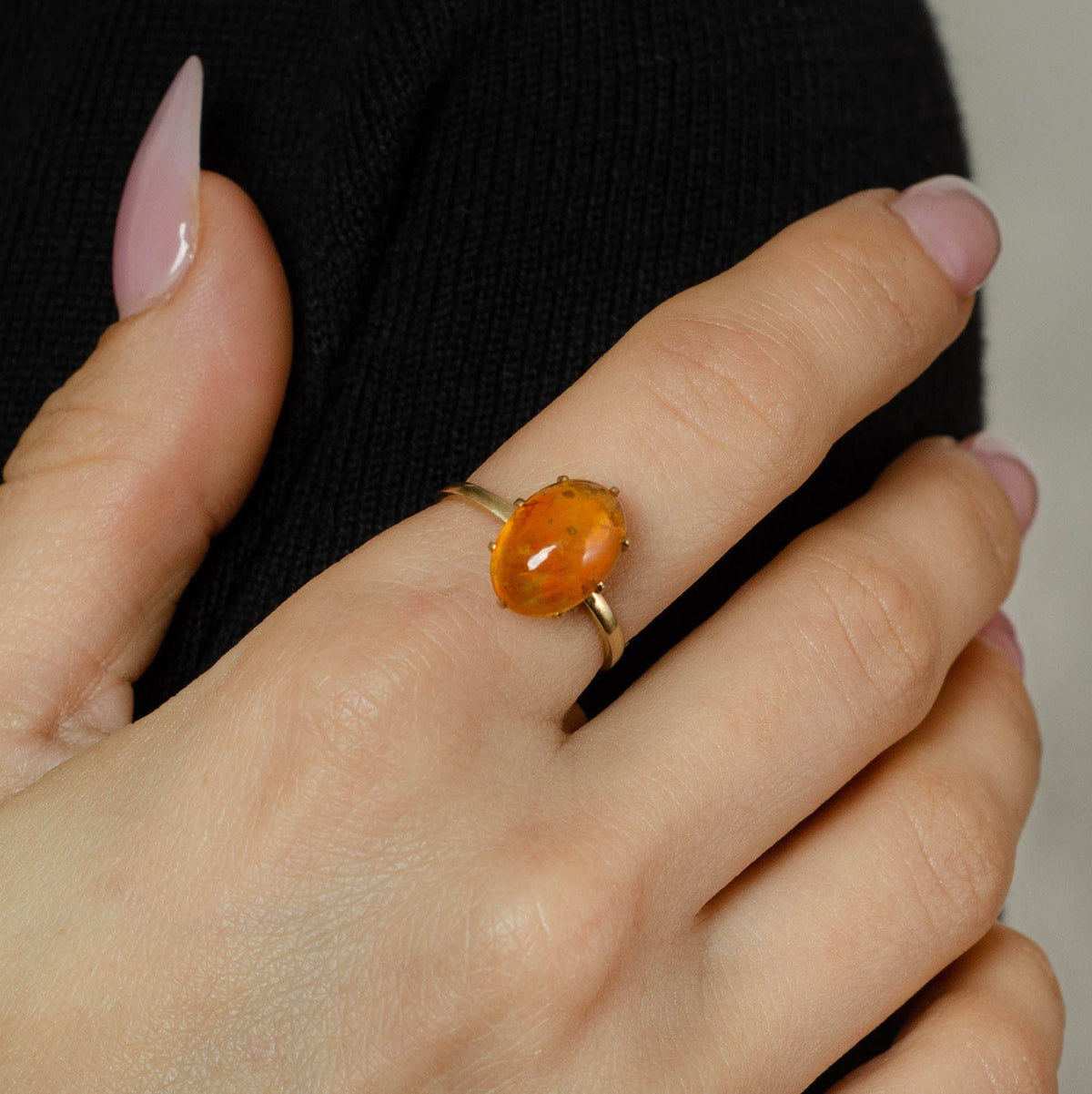 Fire Opal Ring | Antique Pin Conversion Ring - Trademark Antiques