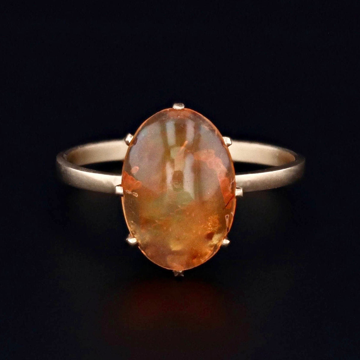 Fire Opal Ring | Antique Pin Conversion Ring - Trademark Antiques