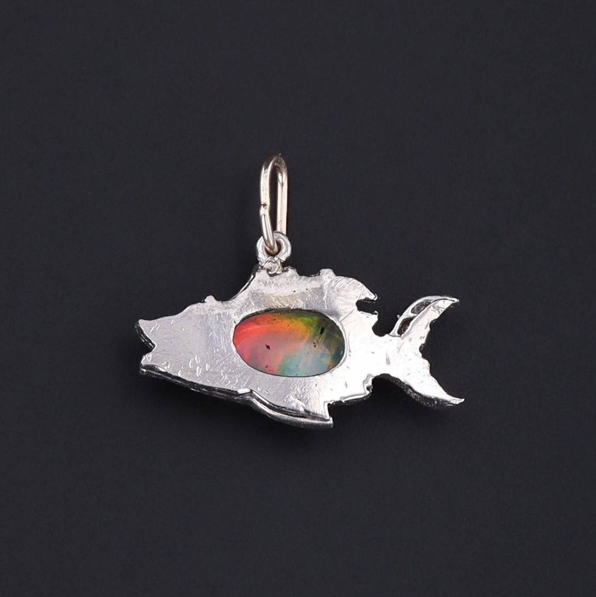 Fish Charm | Platinum, Opal &amp; Diamond Charm - Trademark Antiques
