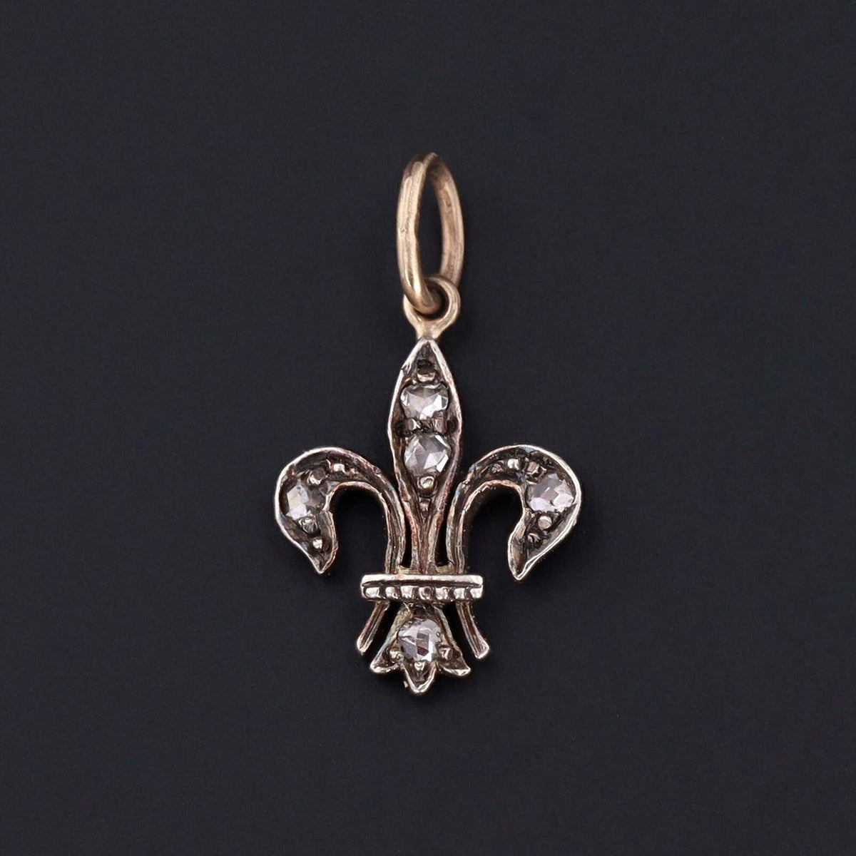 Fleur De Lis Charm | 14k Gold &amp; Silver Charm - Trademark Antiques