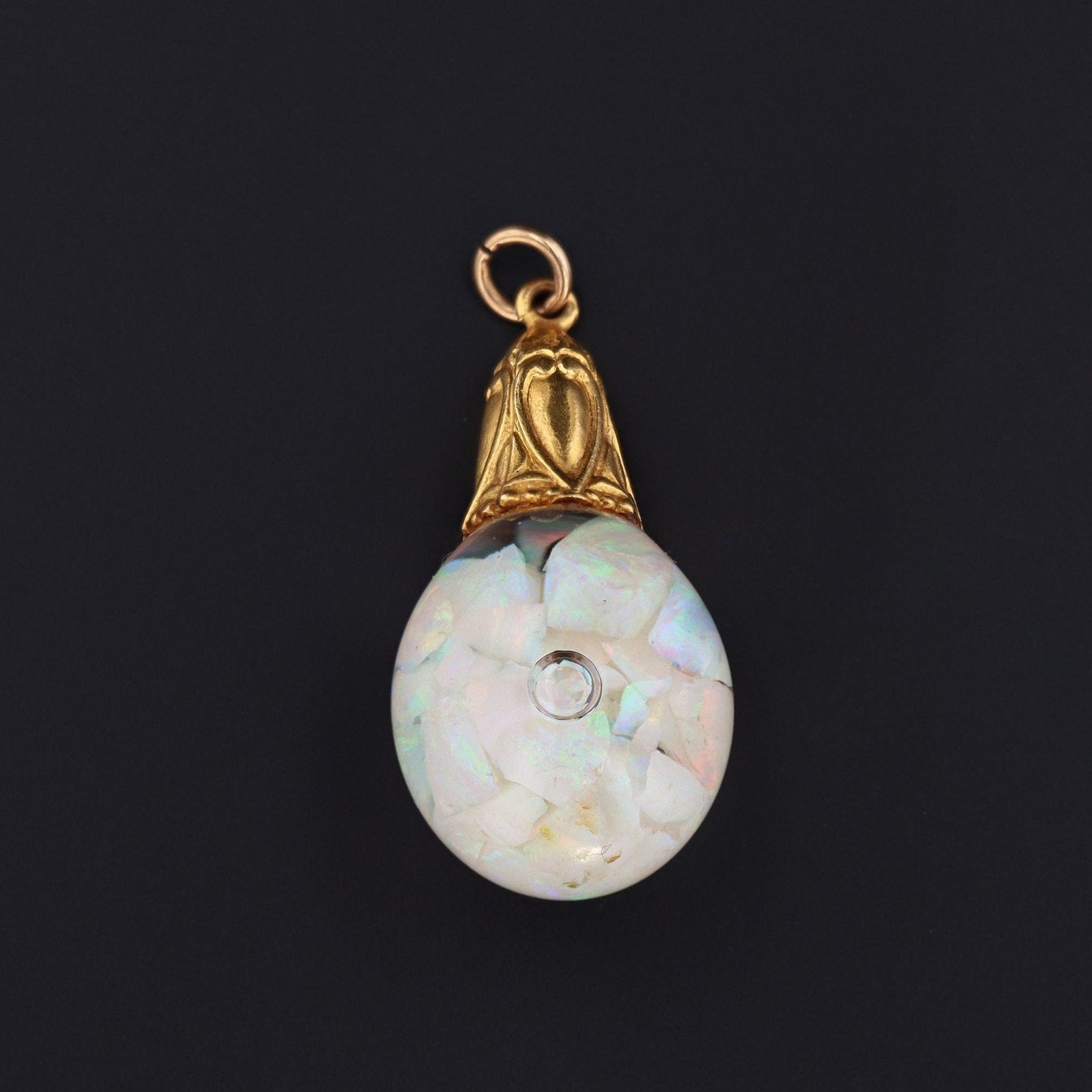 Floating Opal Charm | 14k Gold Charm - Trademark Antiques