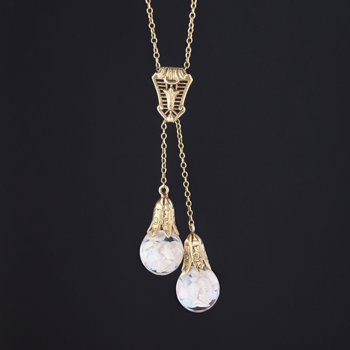 Floating Opal Necklace | 14k Gold Necklace - Trademark Antiques