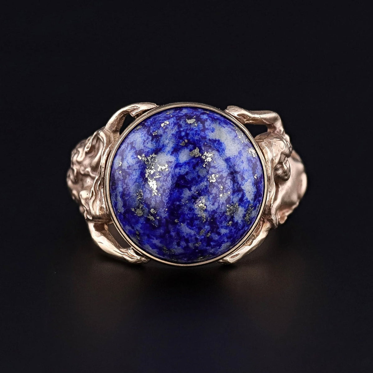 Floral Woman Lapis Ring of 14k Gold - Trademark Antiques