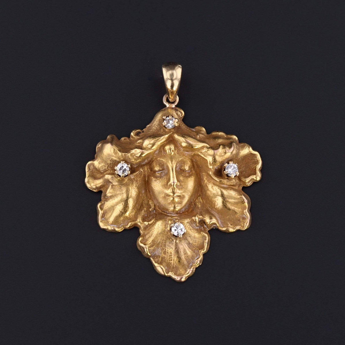 Floral Woman Pendant | Antique Pin Conversion Pendant - Trademark Antiques