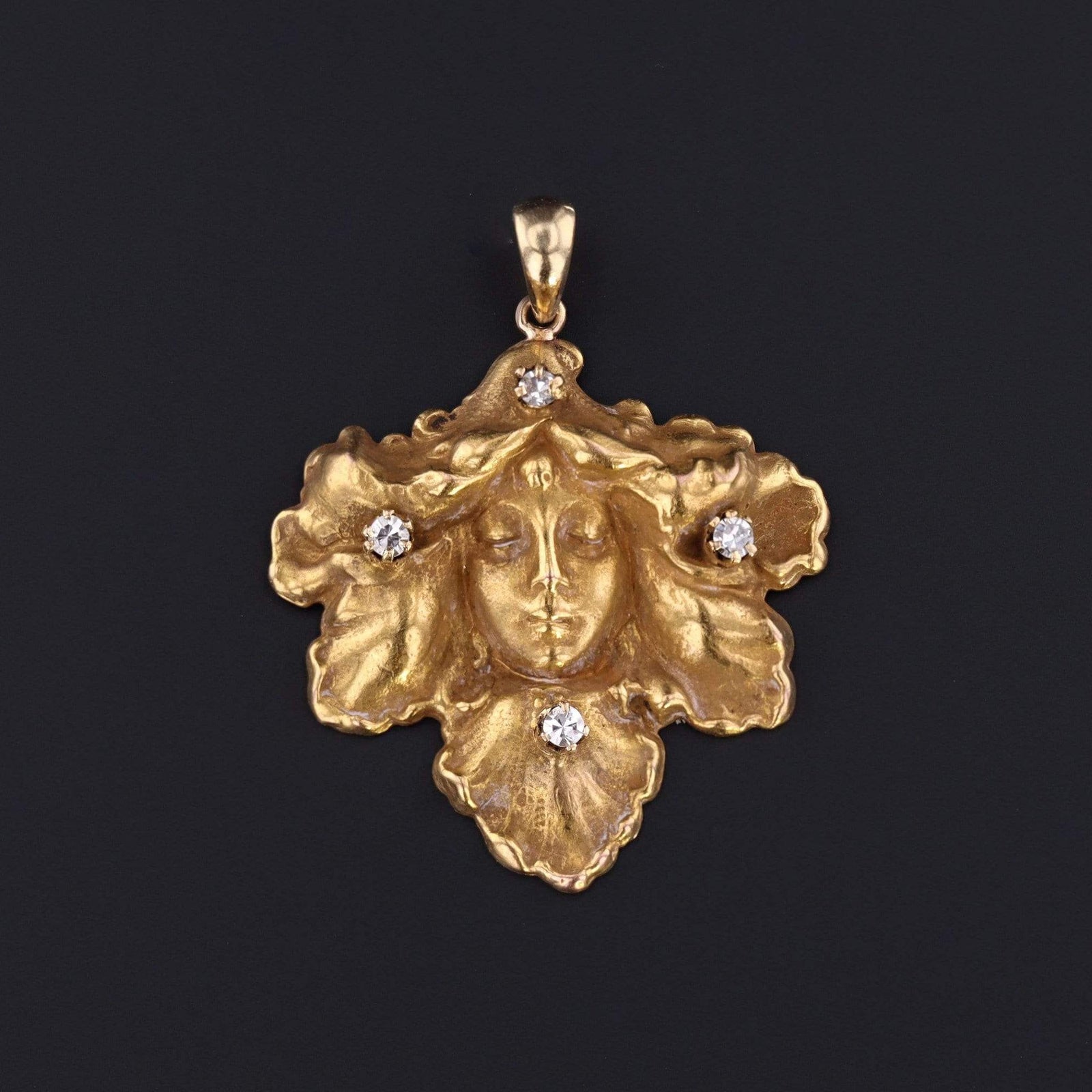 Floral Woman Pendant | Antique Pin Conversion Pendant - Trademark Antiques
