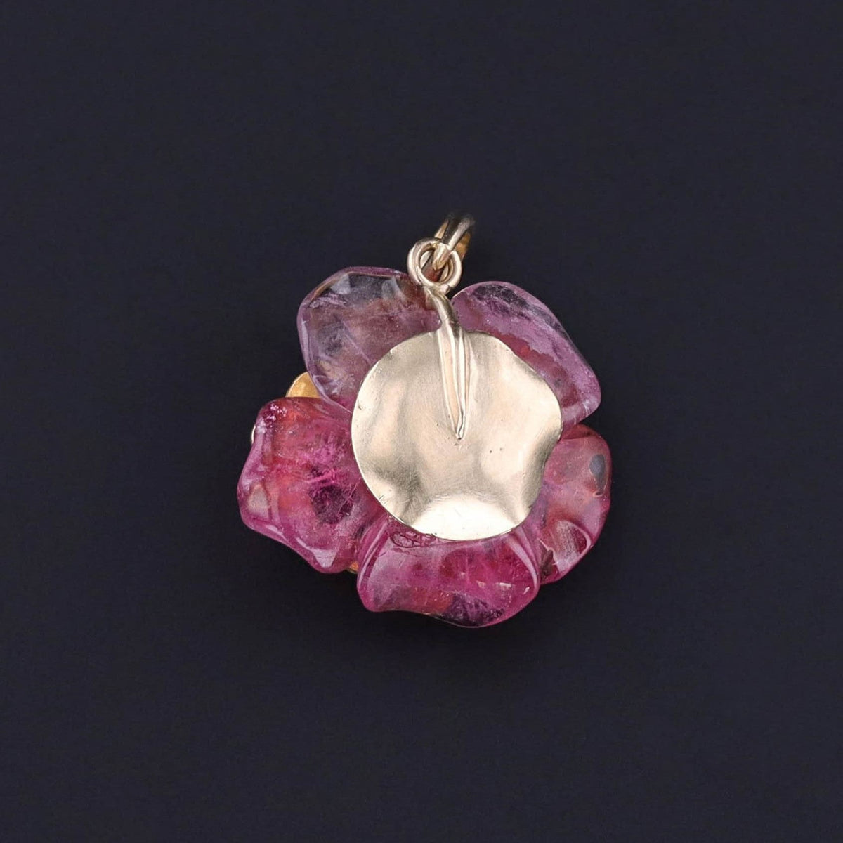 Floral Woman Pendant of Pink Tourmaline and 14k Gold - Trademark Antiques