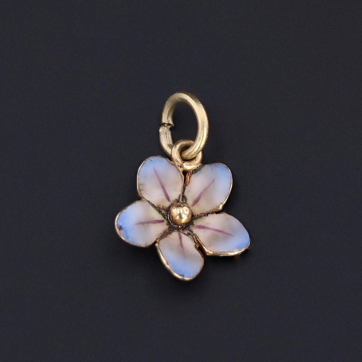 Flower Charm | 14k Gold Enamel Charm - Trademark Antiques