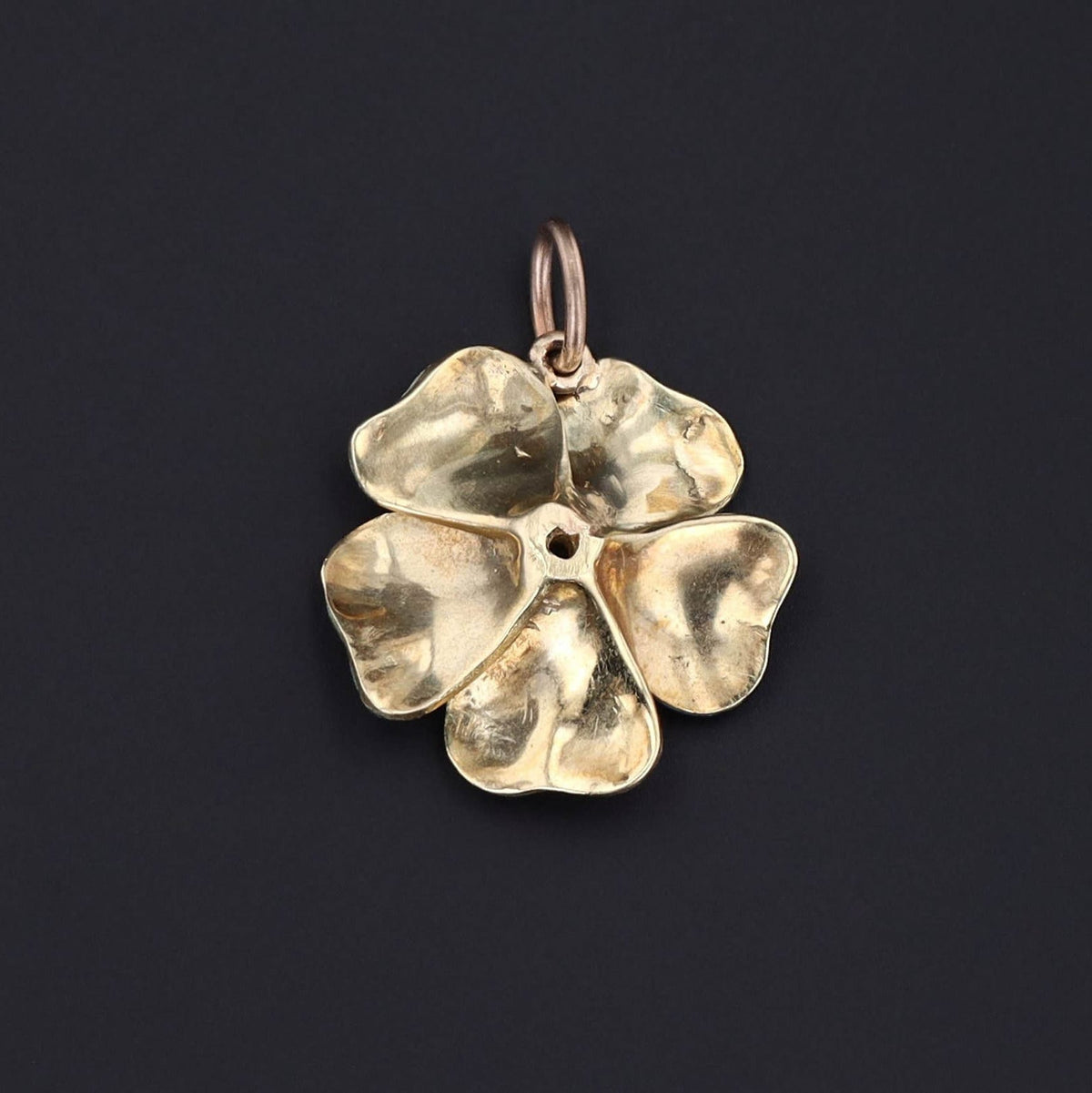 Flower Charm | 14k Gold Enamel &amp; Diamond Charm - Trademark Antiques