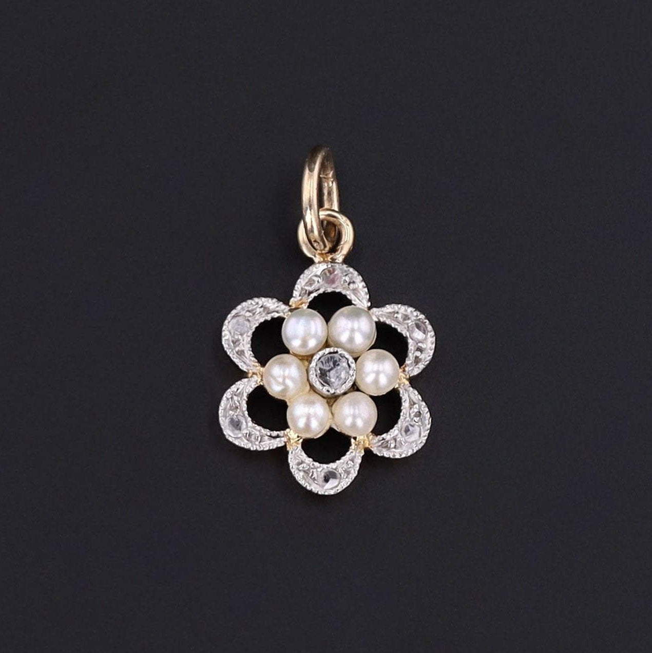 Flower Charm | Diamond Charm - Trademark Antiques